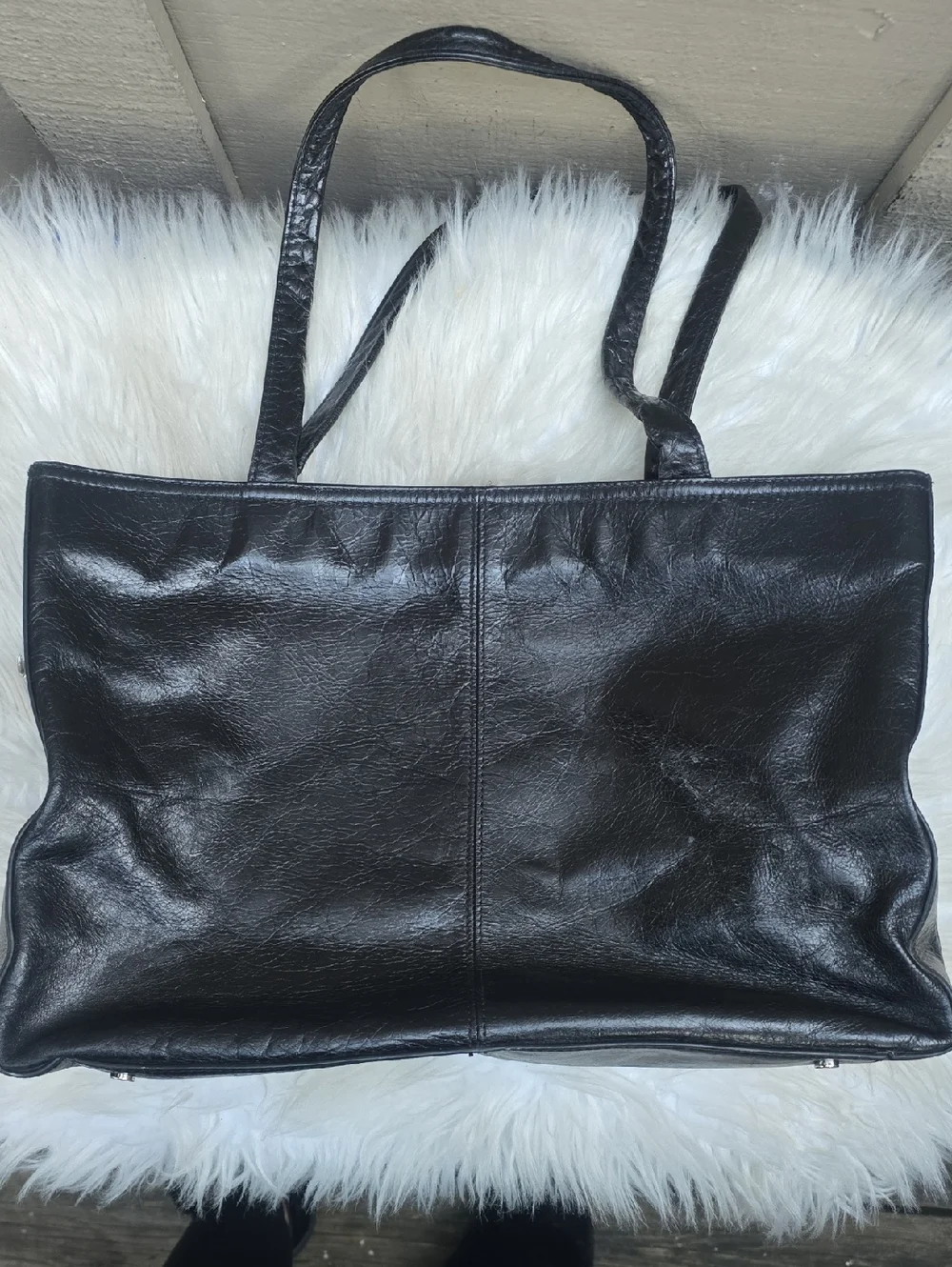HOBO Black Leather Tote Shoulder Bag Soft Slouchy Minimalist OS